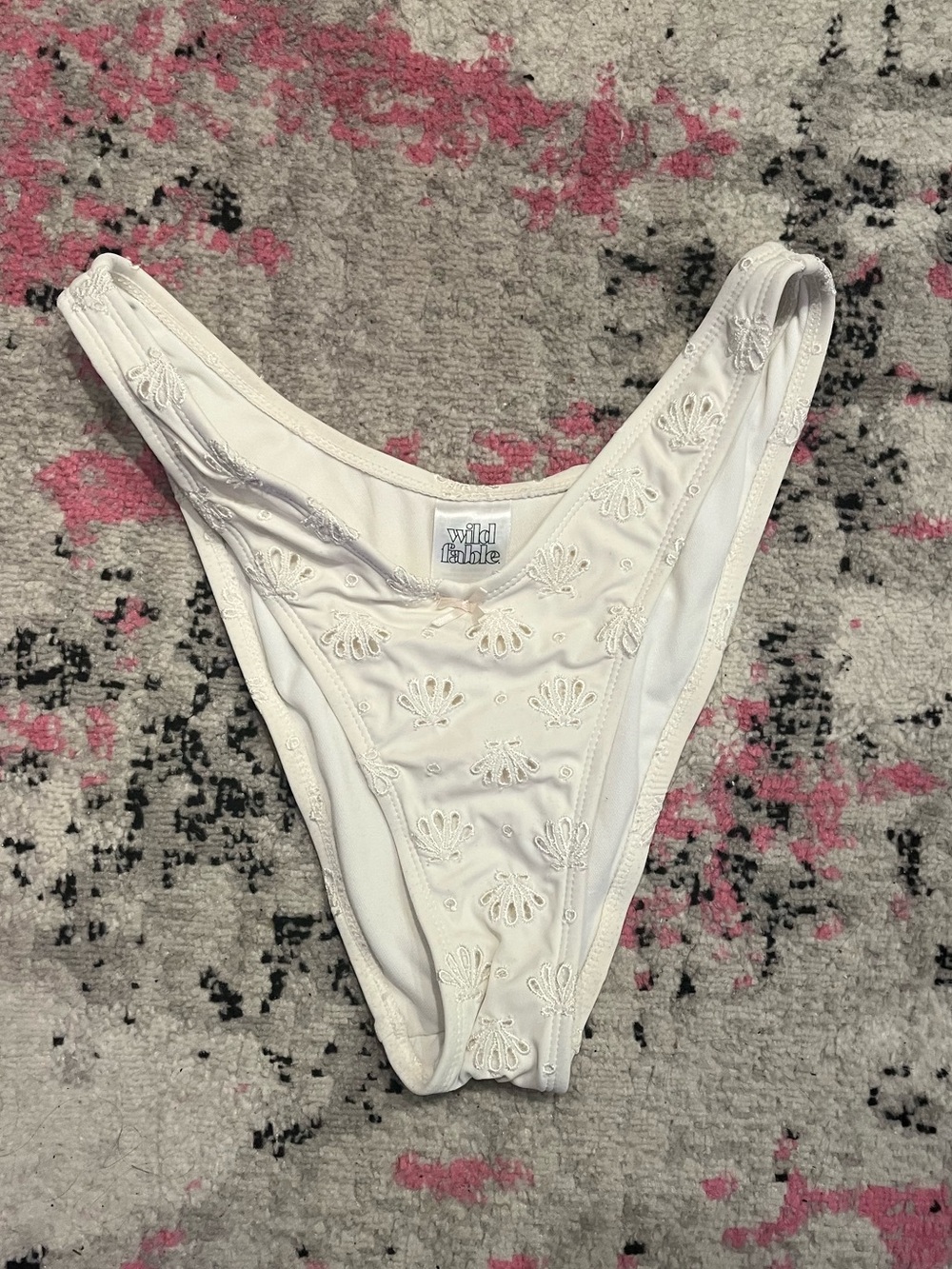 White Embroidered Bikini Bottoms